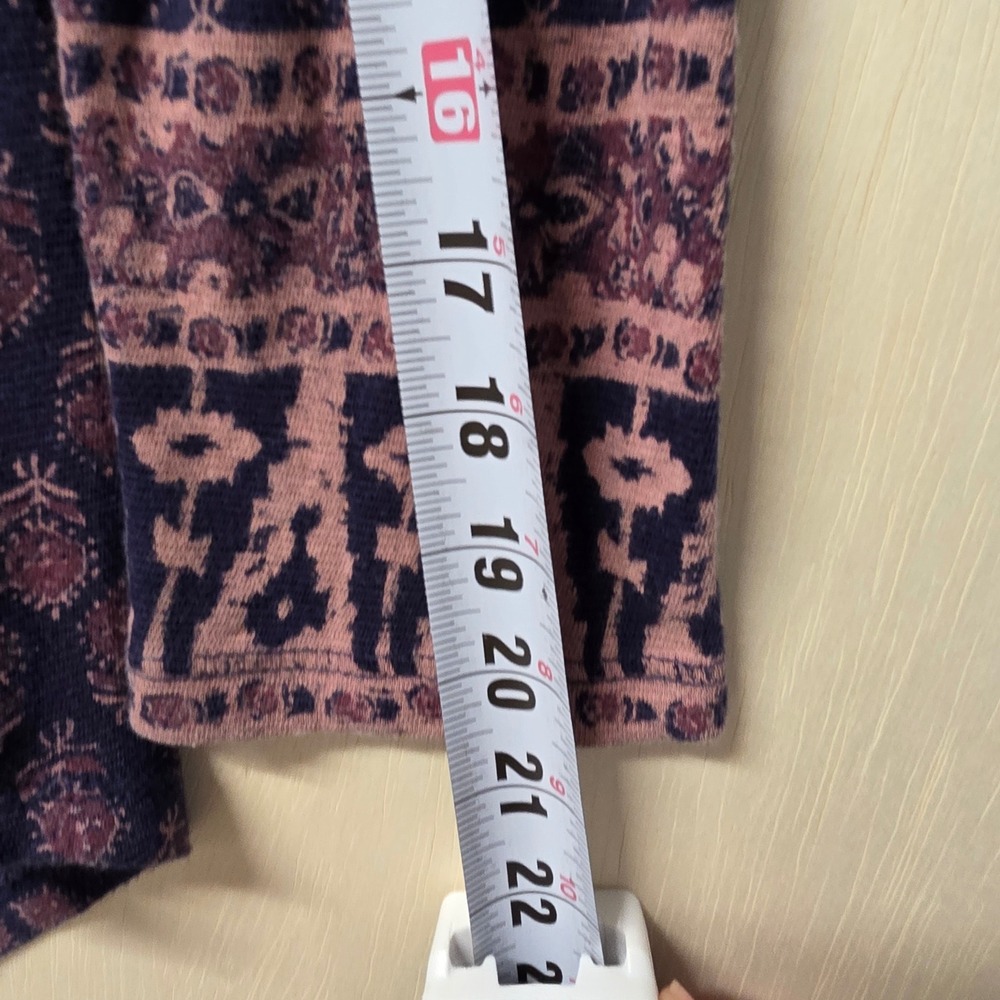 Lucky Brand Purple Ikat Floral Henley Blouse Long Sleeve Boho Top Medium - Picture 8 of 12